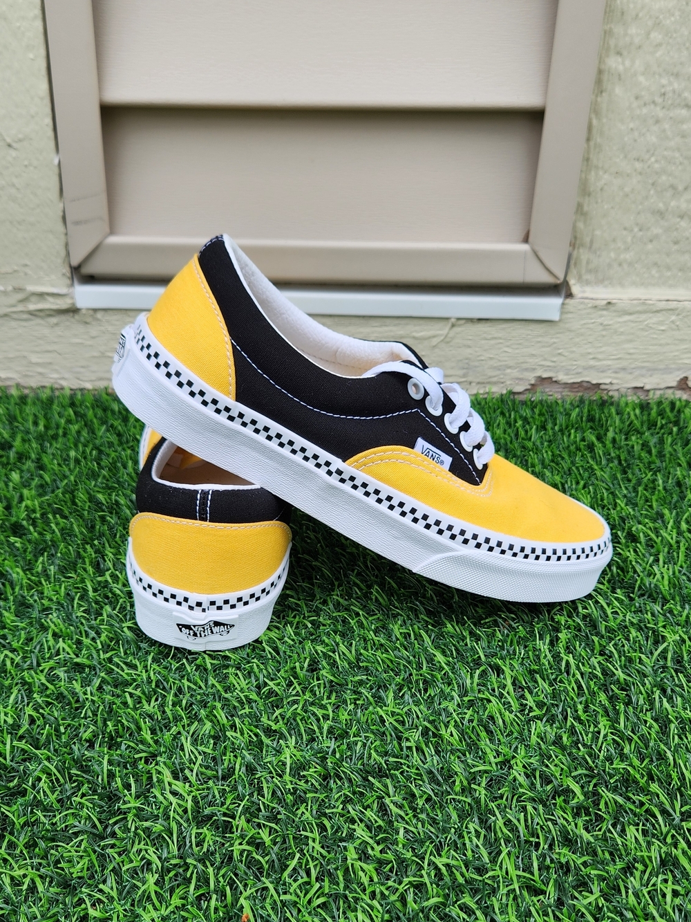 Vans Old Skool Taxi Men Size 6.5 Shoes Checkerboard Yellow Black Womens Sz 8